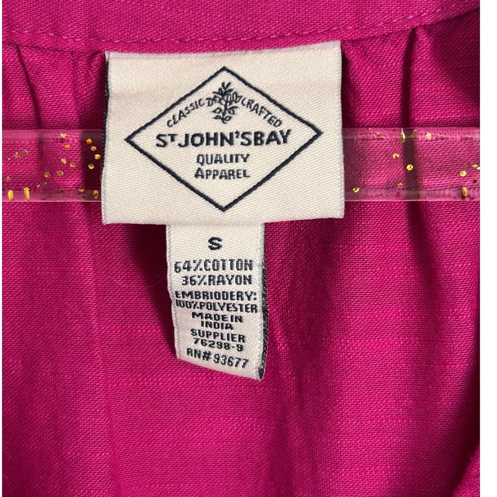 St Johns Bay Womens Magenta Pink Tiered Eyelet Sleeveless Dress Small NWT - Picture 3 of 8